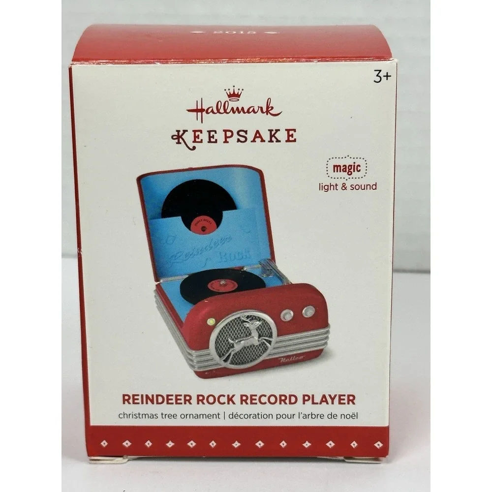 Hallmark Keepsake Ornament 2015 Reindeer Rock Record Player Light & Sound QGO143